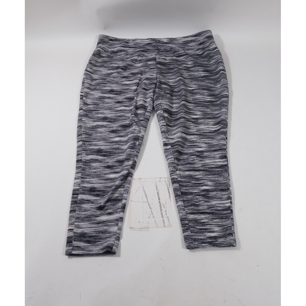 Terra & Sky Leggings Womens 1X Black White Space Dye Cropped Active Yoga Pants